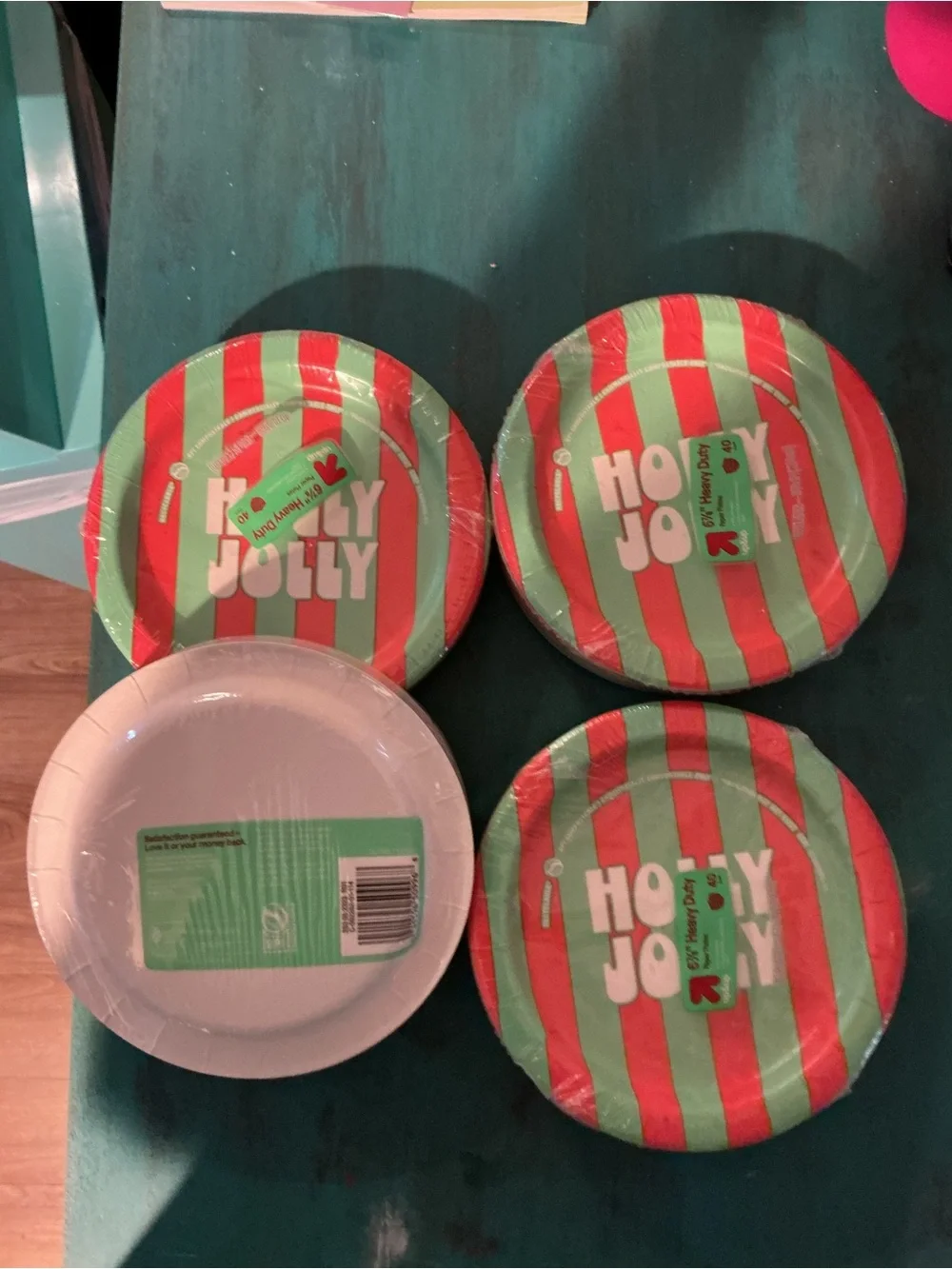 Holiday 'Holly Jolly' Red and Green Stripe Party Plates